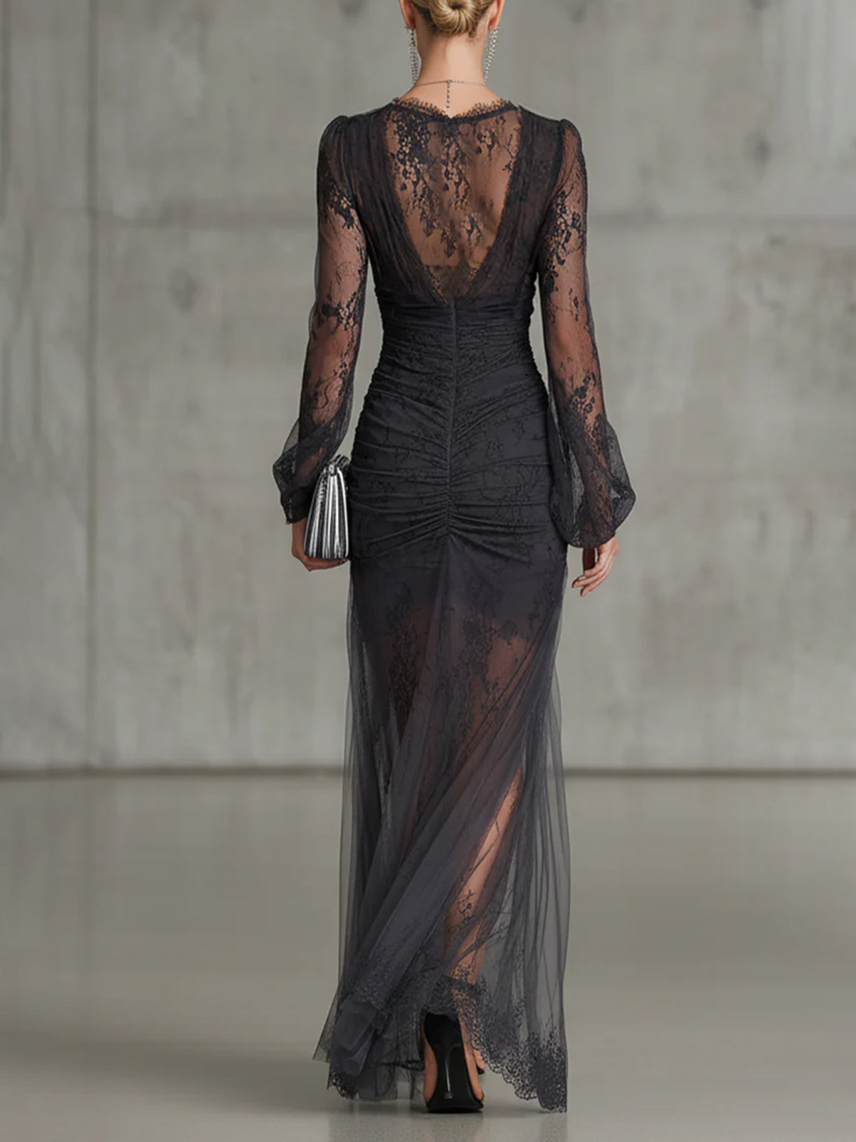 Quintina | Black V-Neck Maxi Dress