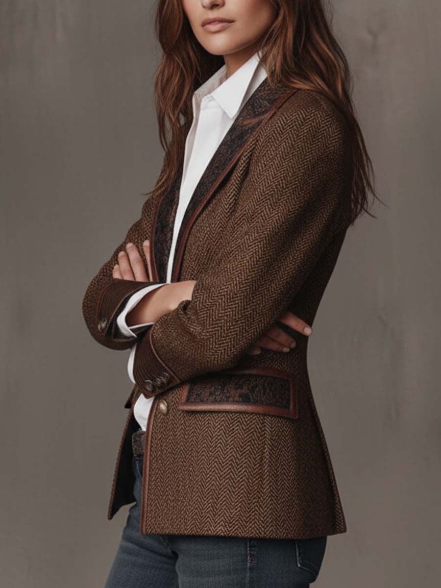 Francesca | Herringbone Insert Blazer