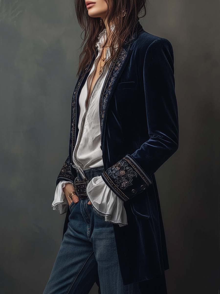 Chiara | Embroidered Long Jacket