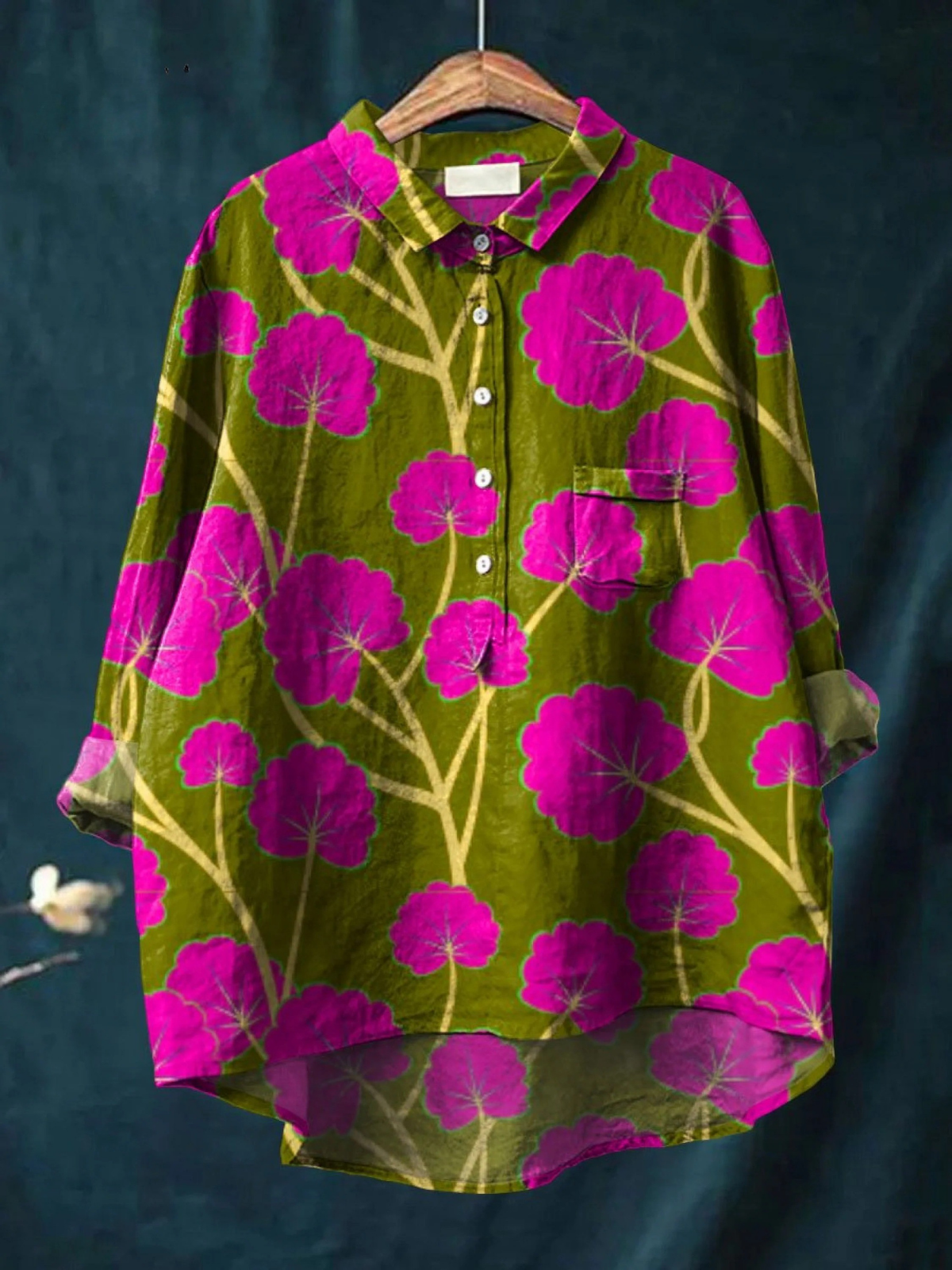 Genesis | Vintage Flower Art Print Casual Shirt