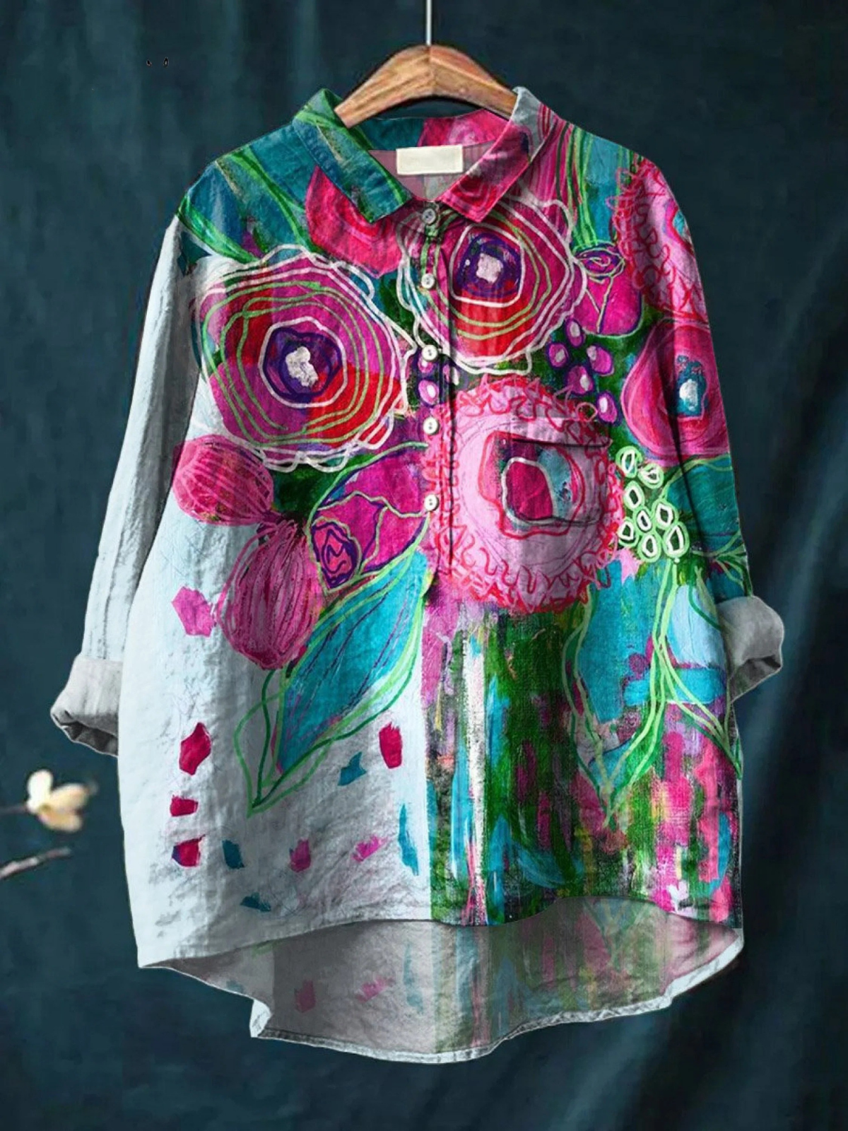 Autumn | Vintage Floral Art Print Casual Shirt