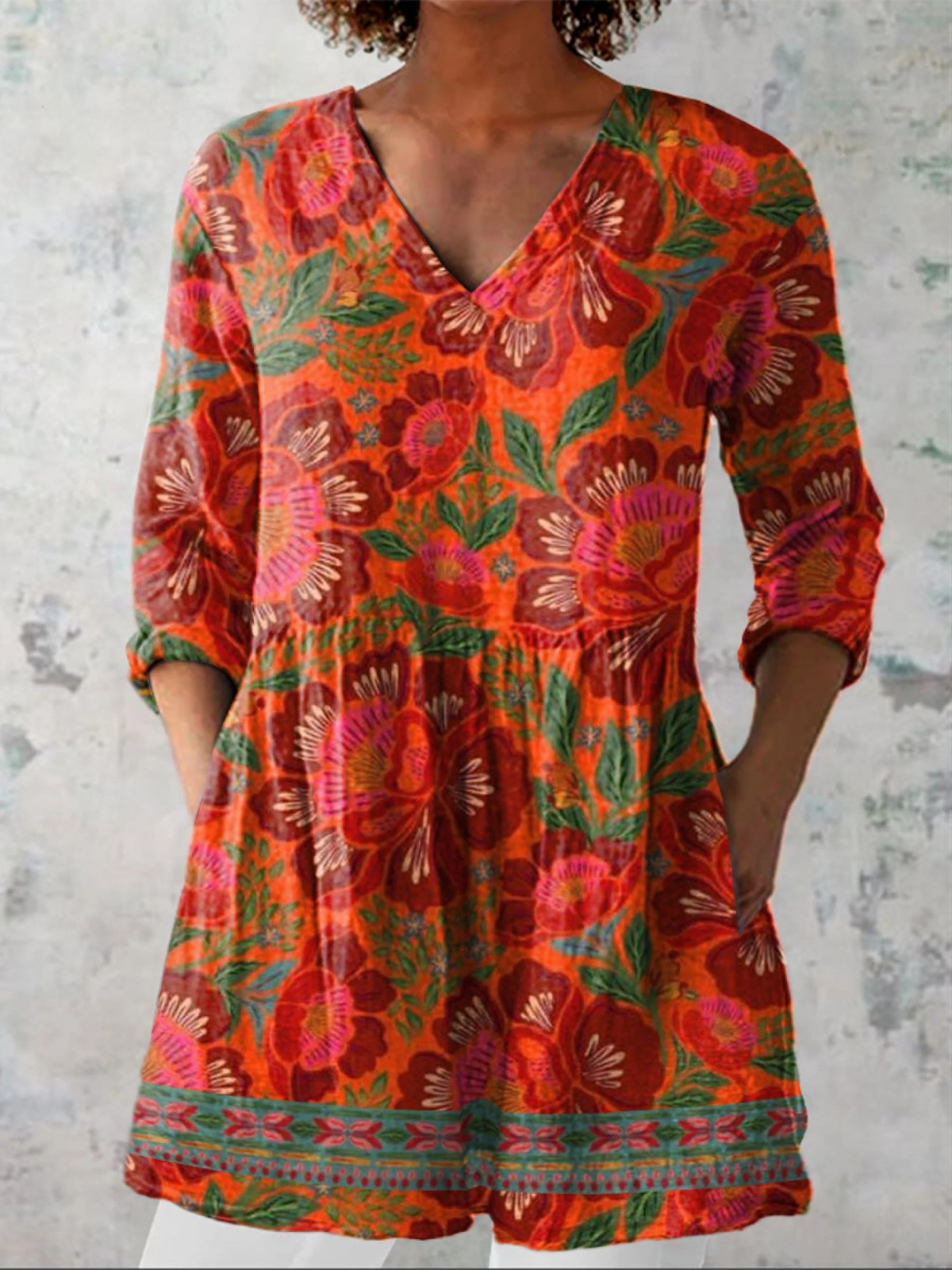 Abigail | Long Blouse with V-Neck