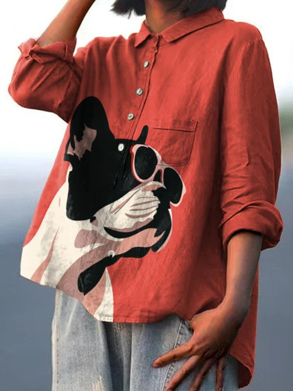 Aurora | French Bulldog Sunglasses Art Print Casual Shirt