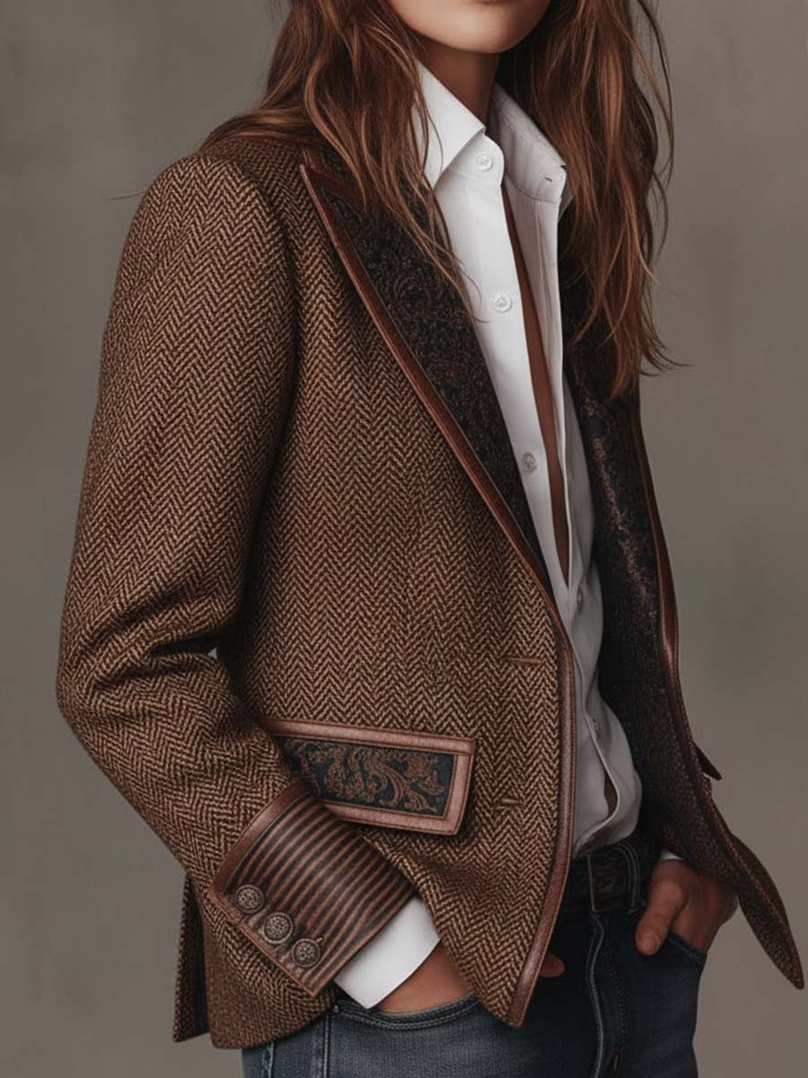 Francesca | Herringbone Insert Blazer