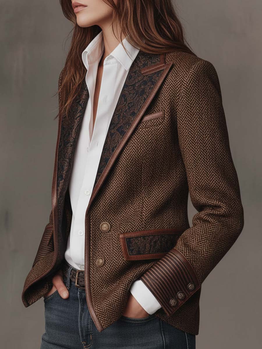 Francesca | Herringbone Insert Blazer
