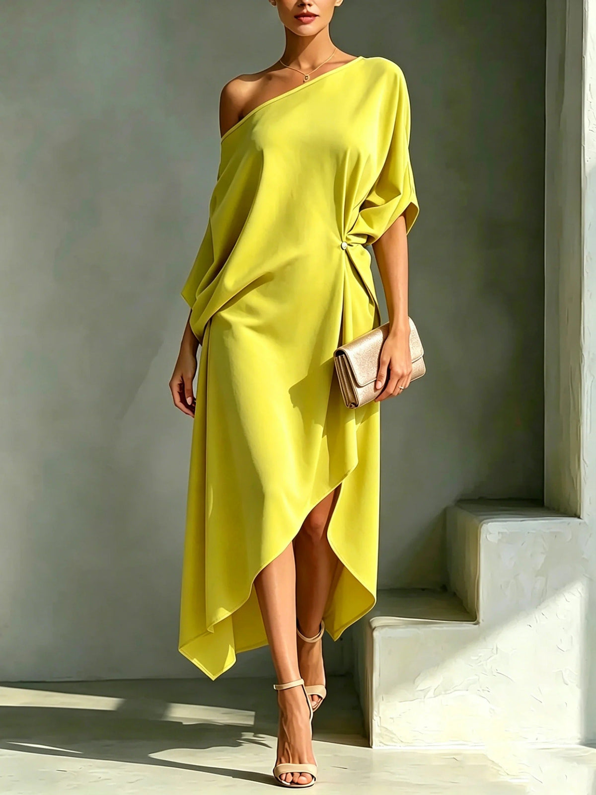 Camila | Asymmetrical One-Shoulder Midi Dress