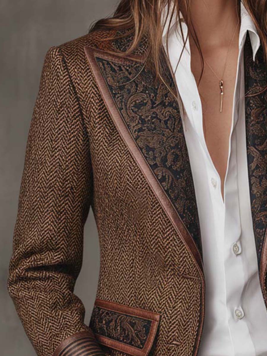 Francesca | Herringbone Insert Blazer