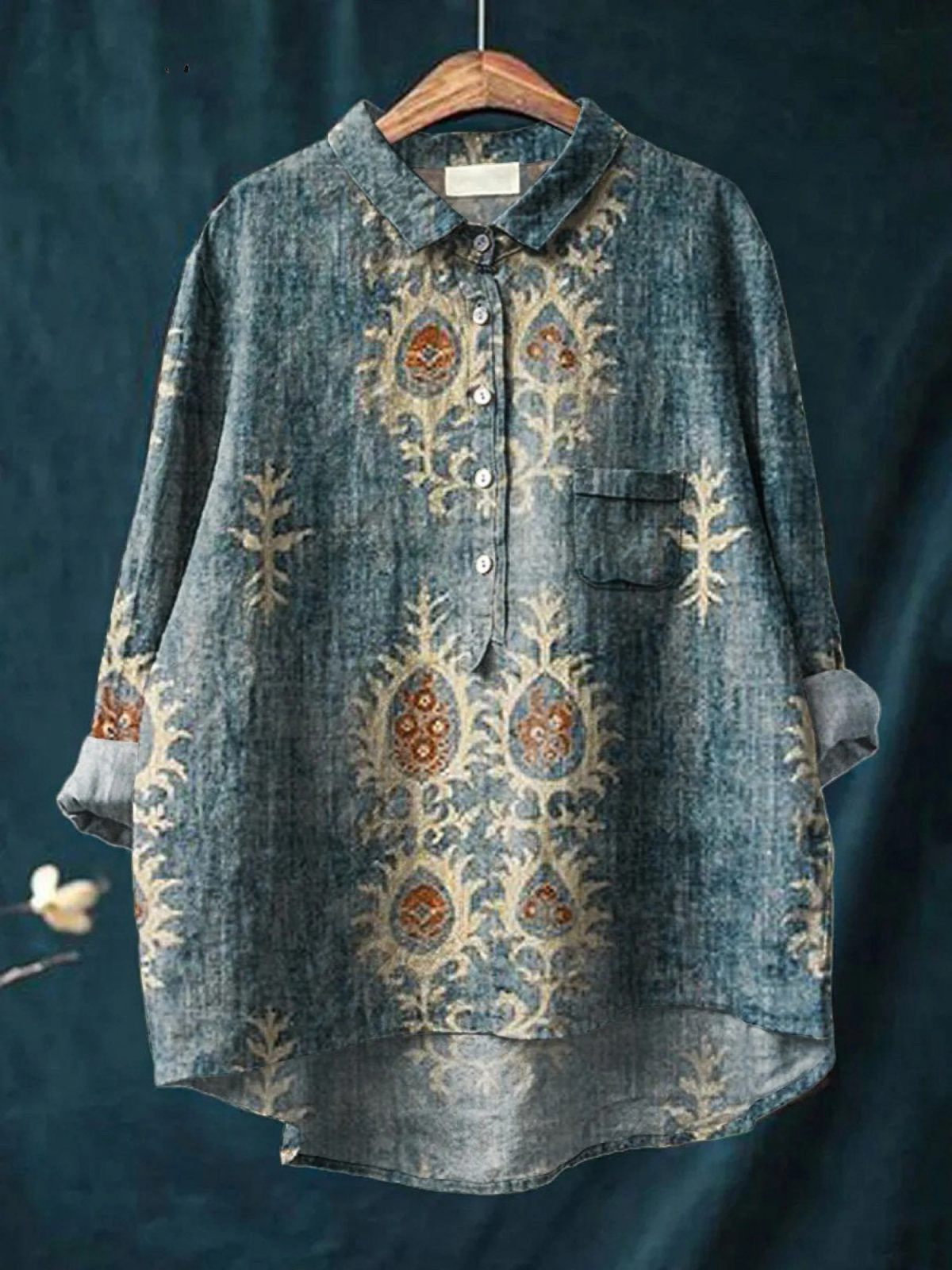 Daisy | Vintage Ethnic Floral Art Print Casual Shirt