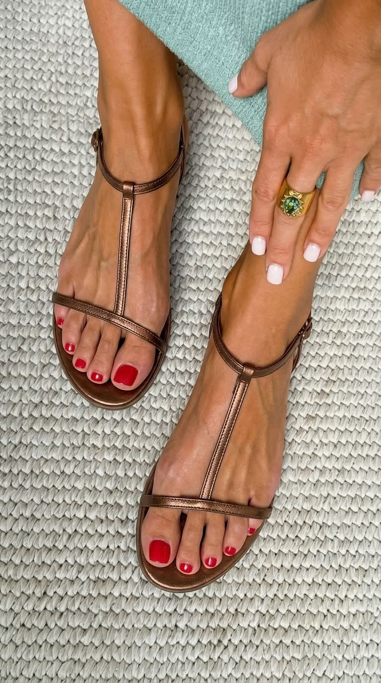 Scarlett | Golden Flat Sandals