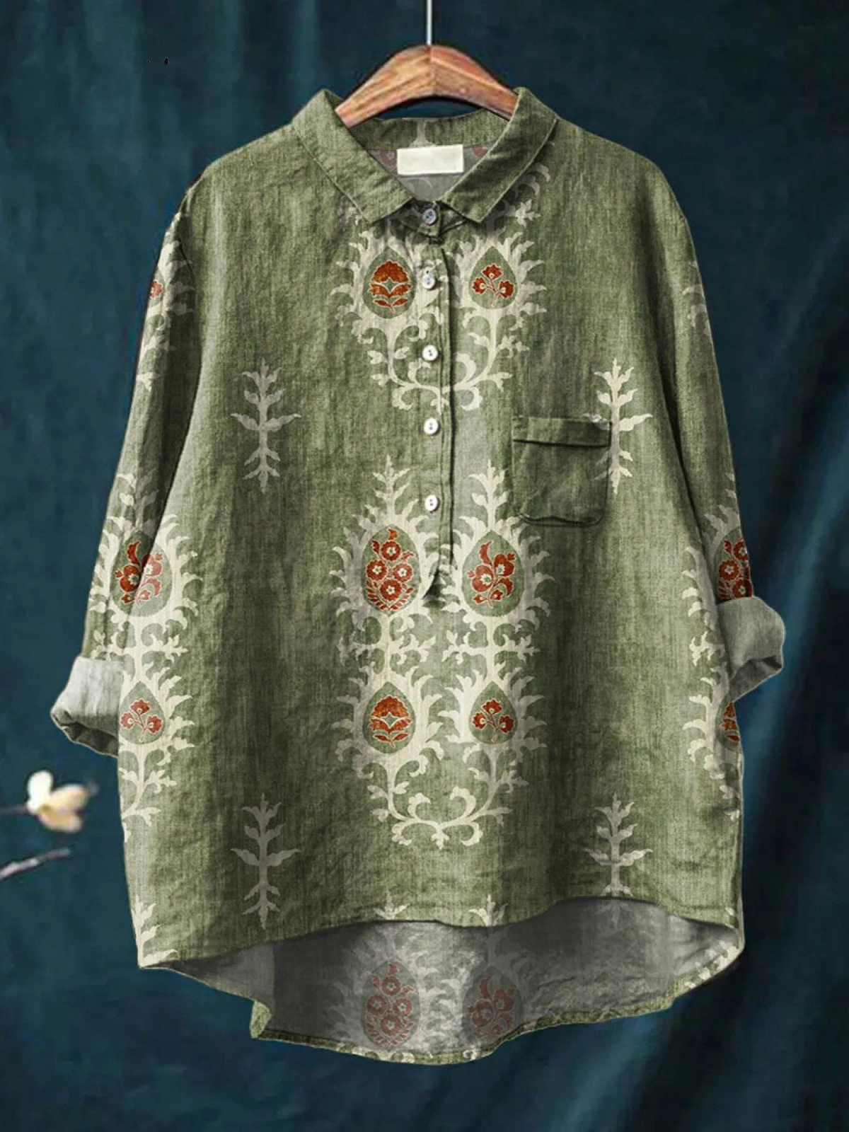 Daisy | Vintage Ethnic Floral Art Print Casual Shirt