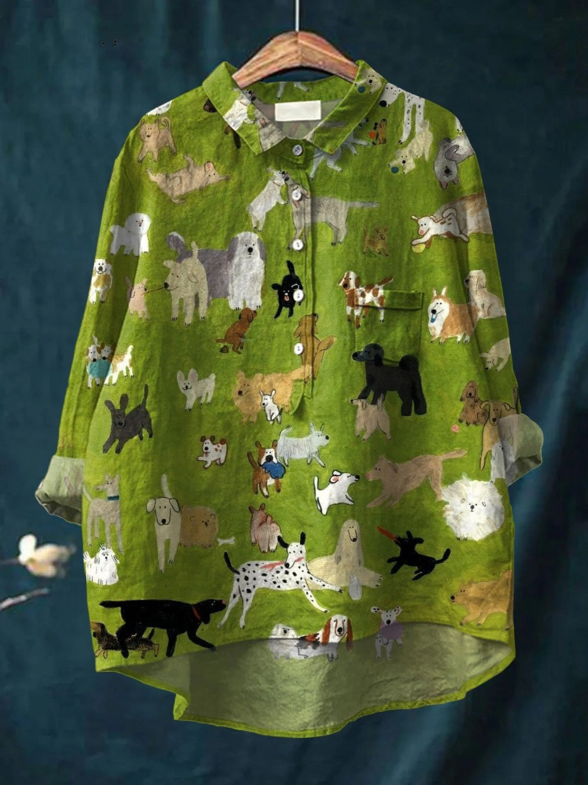 Bella | Cute Dog Art Print Casual Shirt