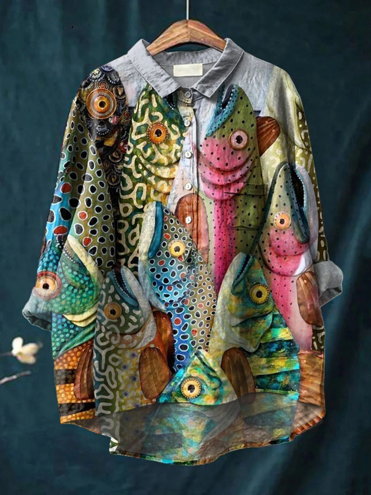 Esme | Vintage Fish Art Print Casual Shirt