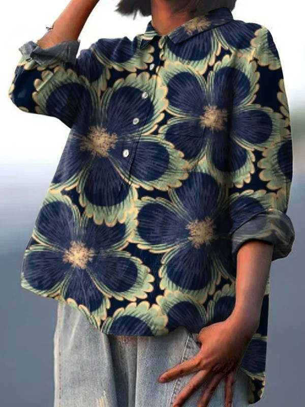 Everly | Vintage Floral Art Print Casual Shirt