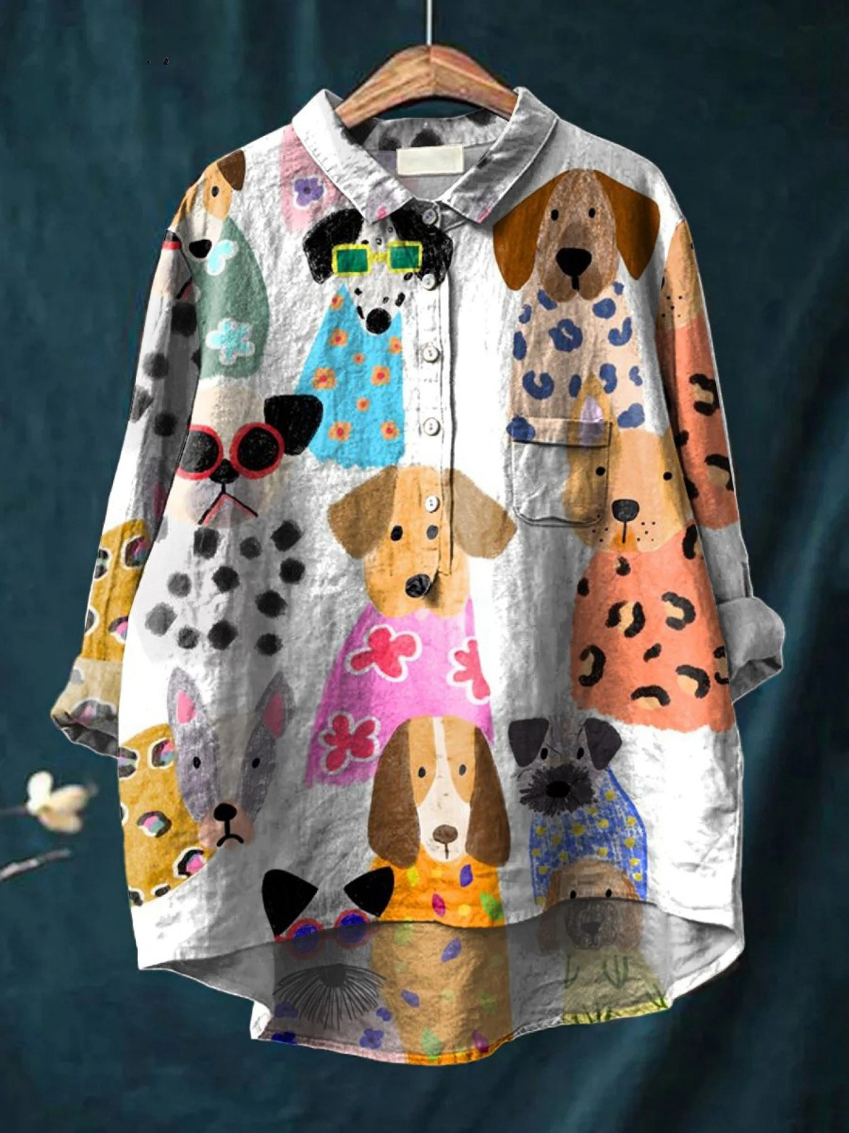 Lucy | Colorful Cartoon Puppy Print Casual Shirt