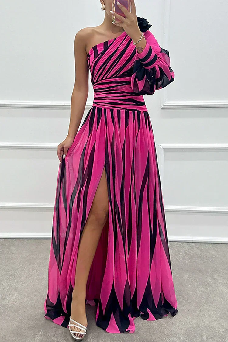 Lucia | One-Shoulder Striped Maxi Dress
