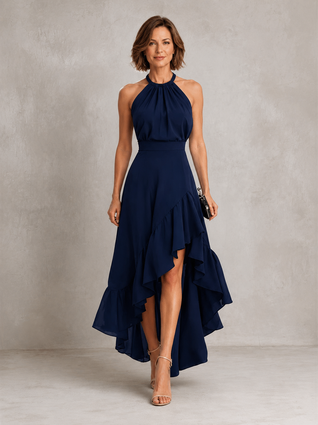Chloe | Halter Ruffle-Hem Dress