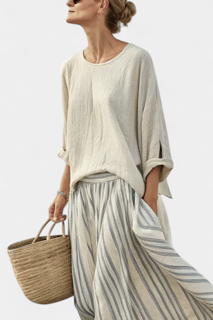 Aurora | Striped Midi Skirt Set