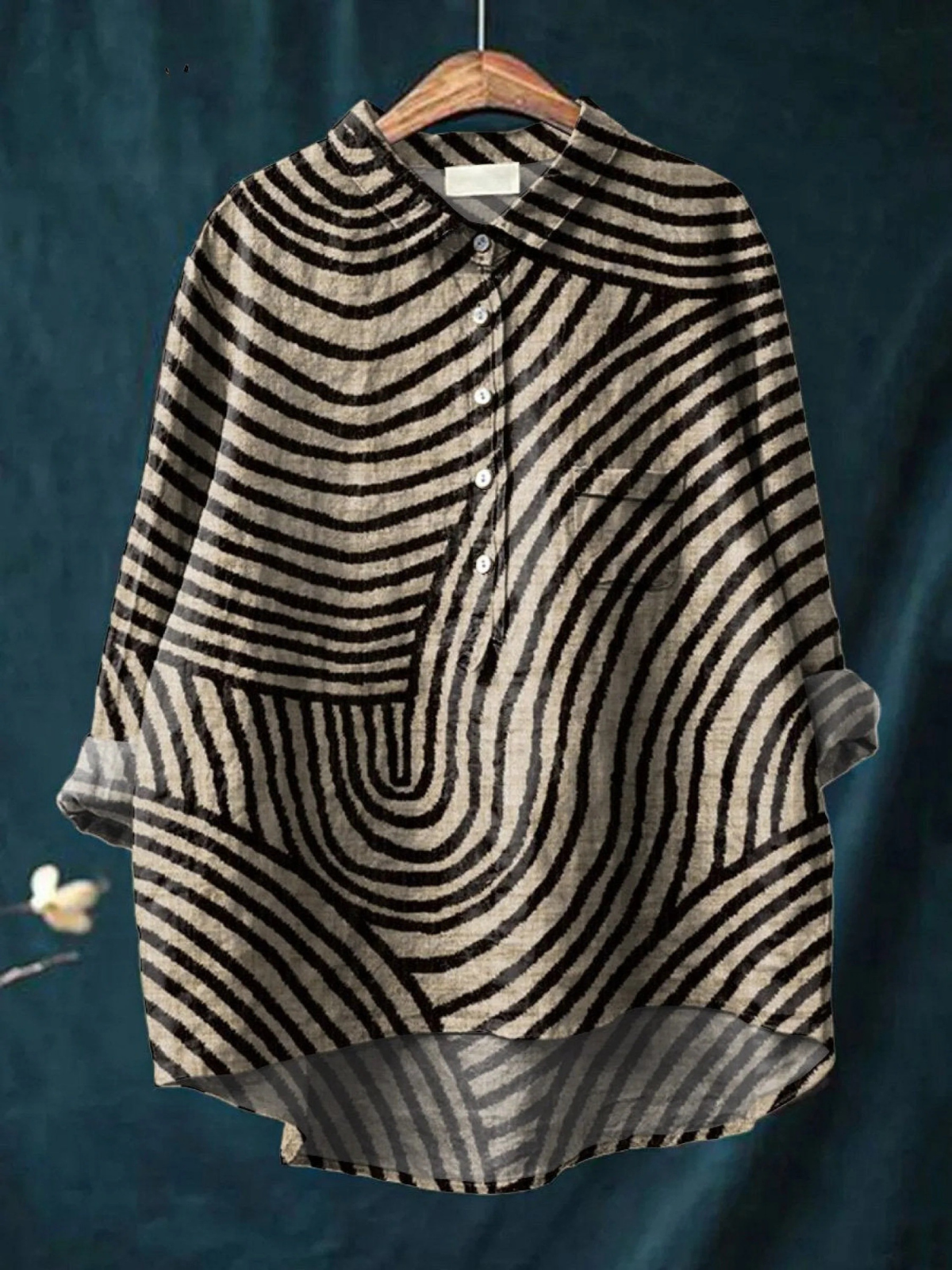 Gabriella | Circular Line-Pattern Print Casual Shirt