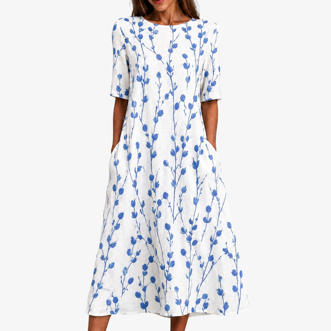 Natalie | Blue Meadow Botanical Pocket Midi Dress