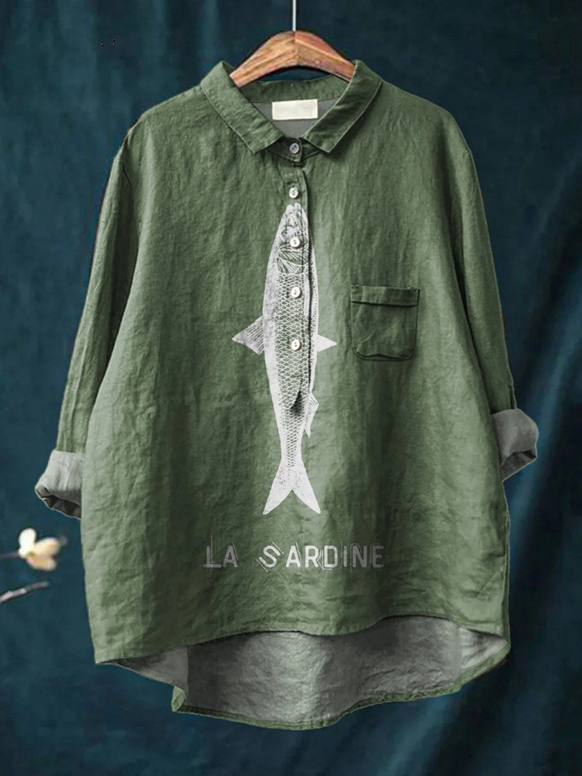 Peyton | Sardine Fish Graphic Print Casual Shirt