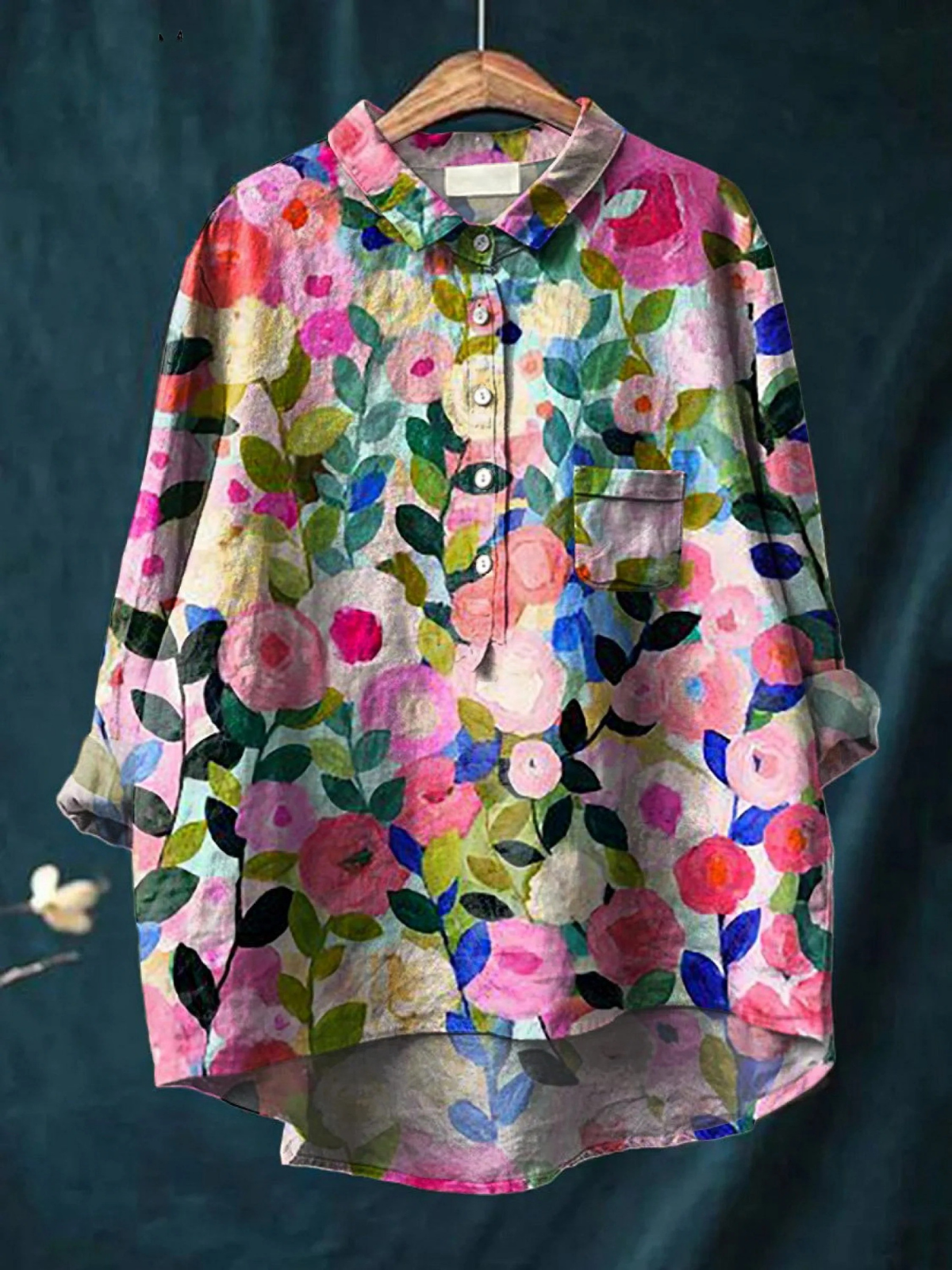 Faith | Colorful Spring Floral Garden Print Casual Shirt
