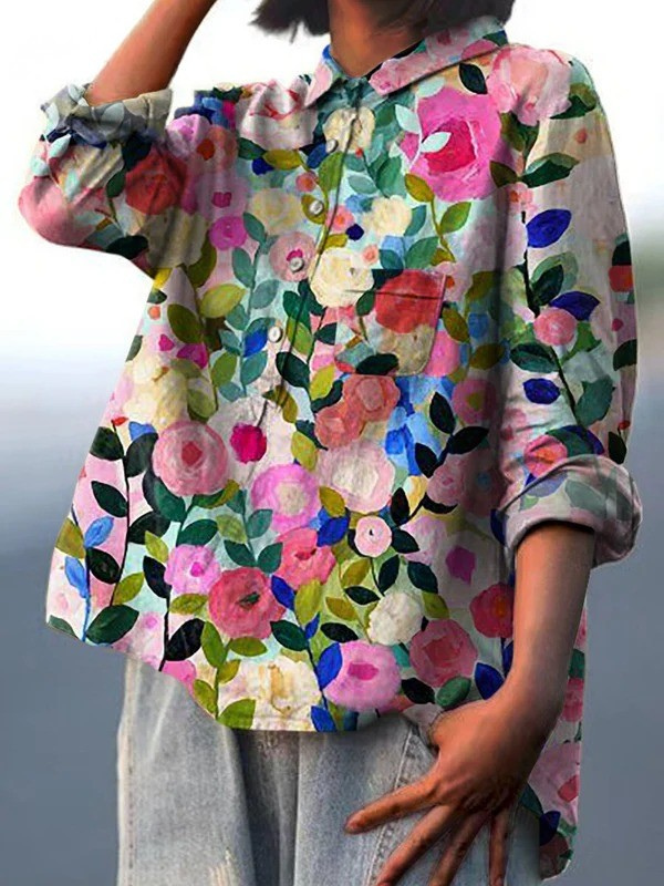 Faith | Colorful Spring Floral Garden Print Casual Shirt