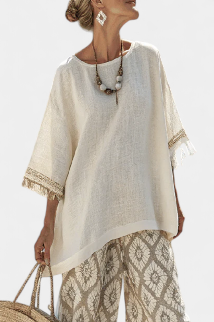 Harper | Fringed Ethnic Print Trouser Set