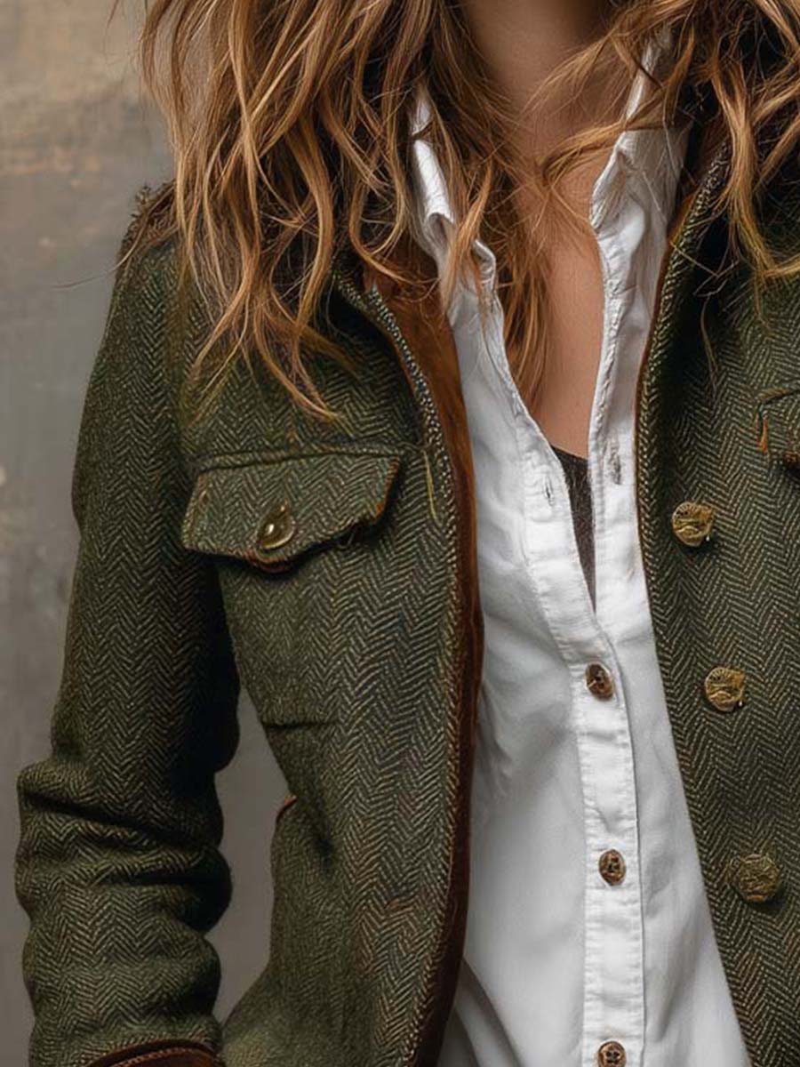 Bella | Herringbone Contrast Blazer