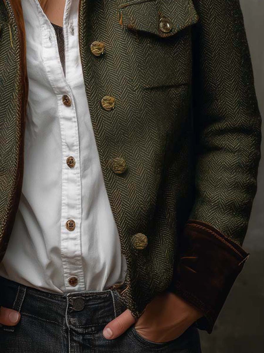 Bella | Herringbone Contrast Blazer