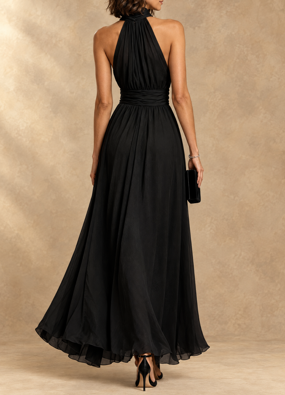 Paula | Halter Neck Chiffon Maxi Dress