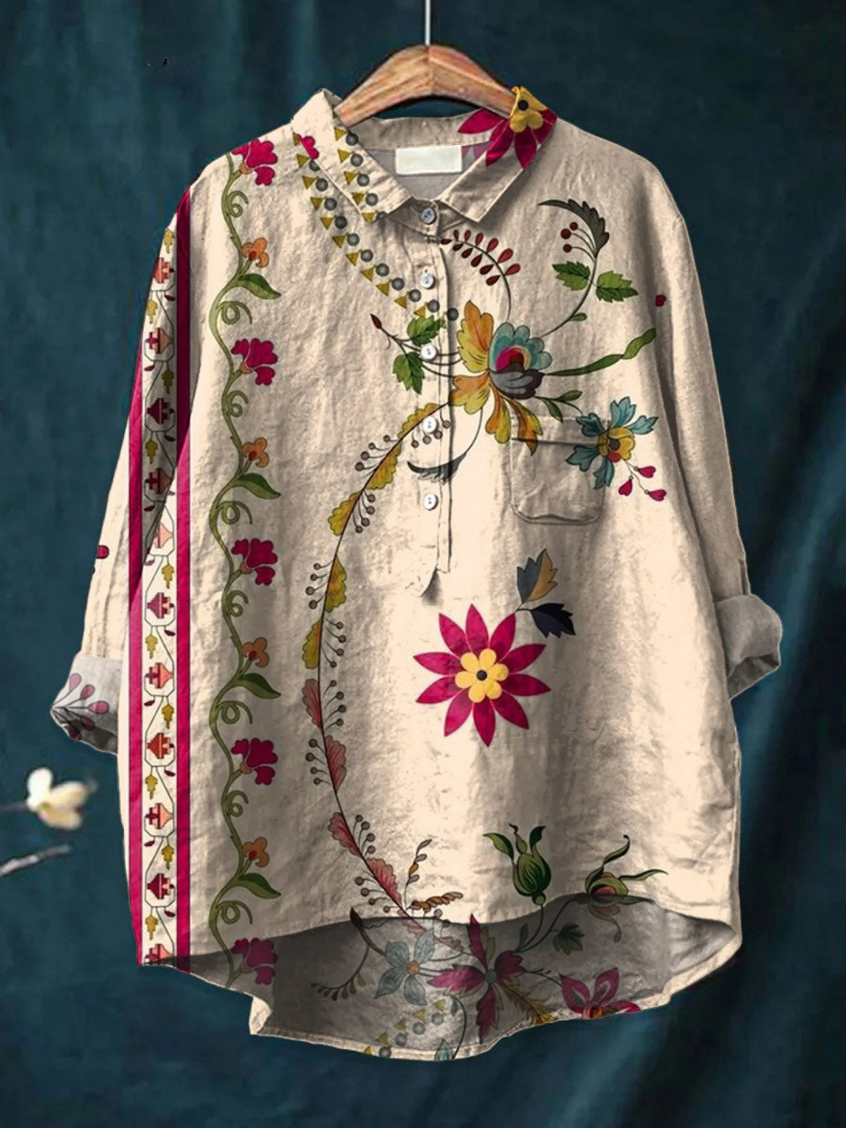Isla | Vintage Floral Art Print Casual Shirt