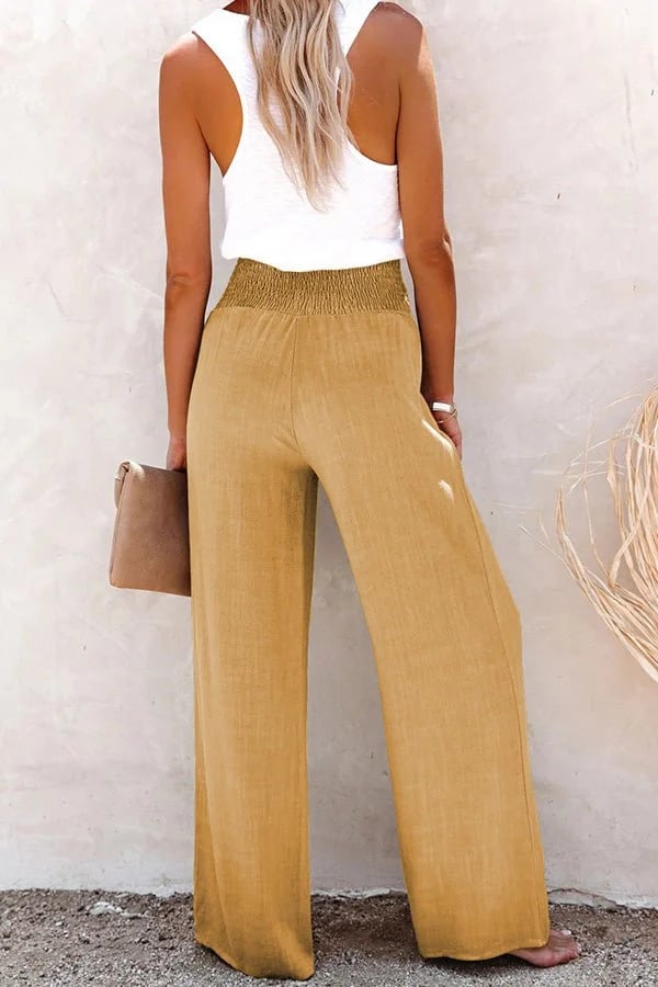 Chloe | High-Waisted Smocked Trousers