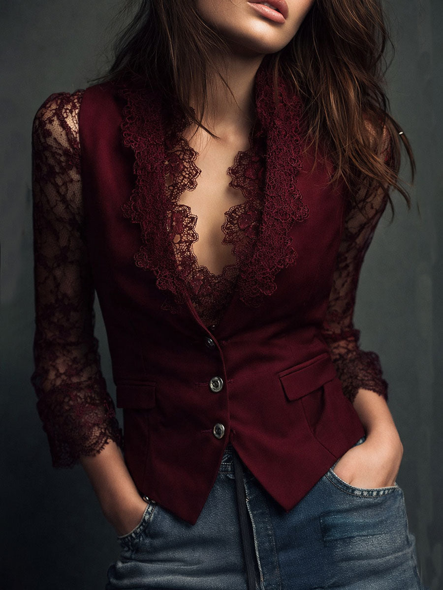 Vittoria | Lace-Sleeve Blazer