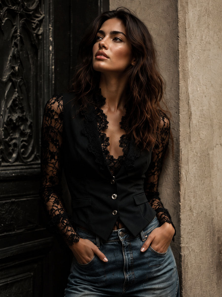 Vittoria | Lace-Sleeve Blazer