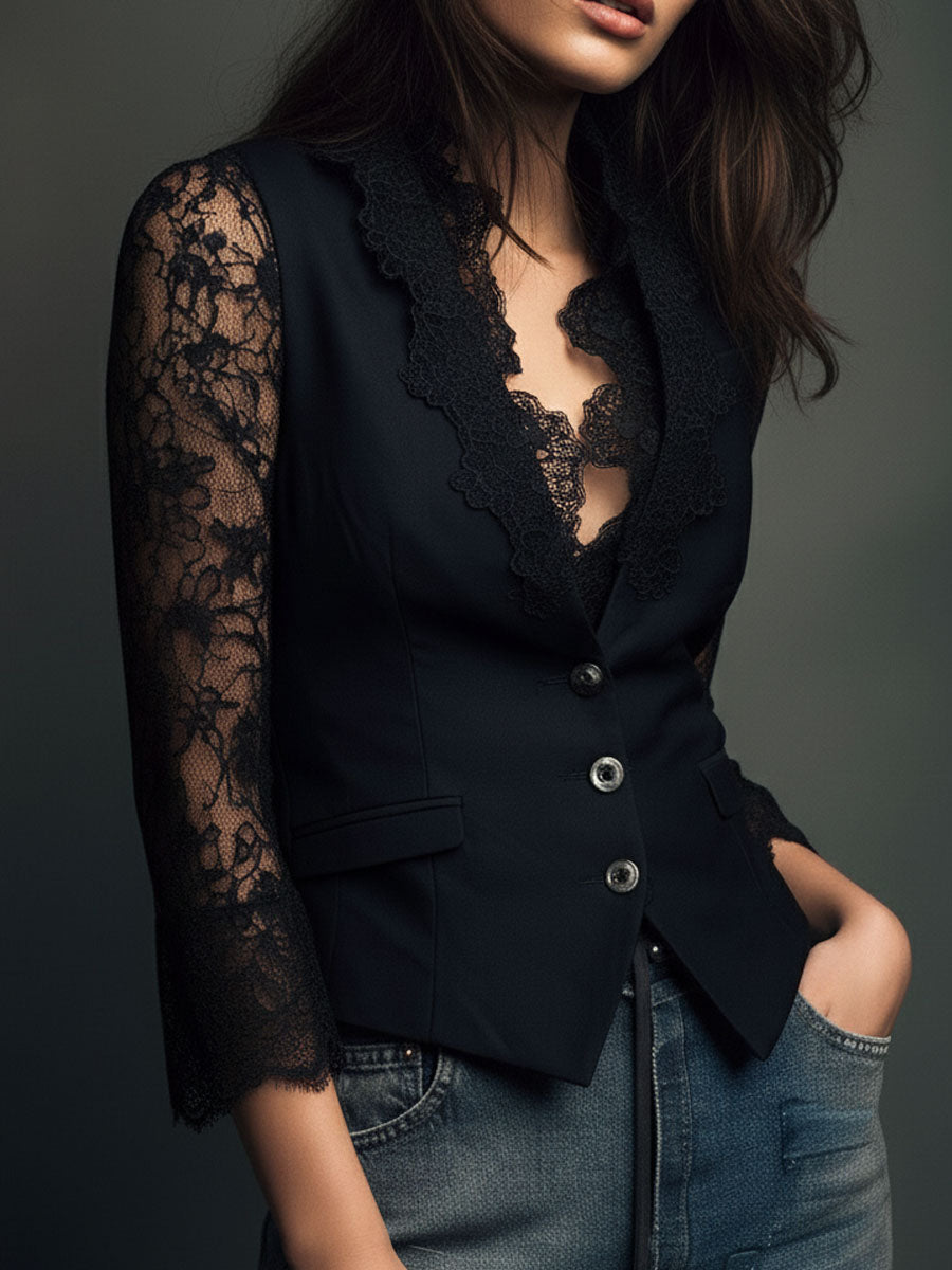 Vittoria | Lace-Sleeve Blazer