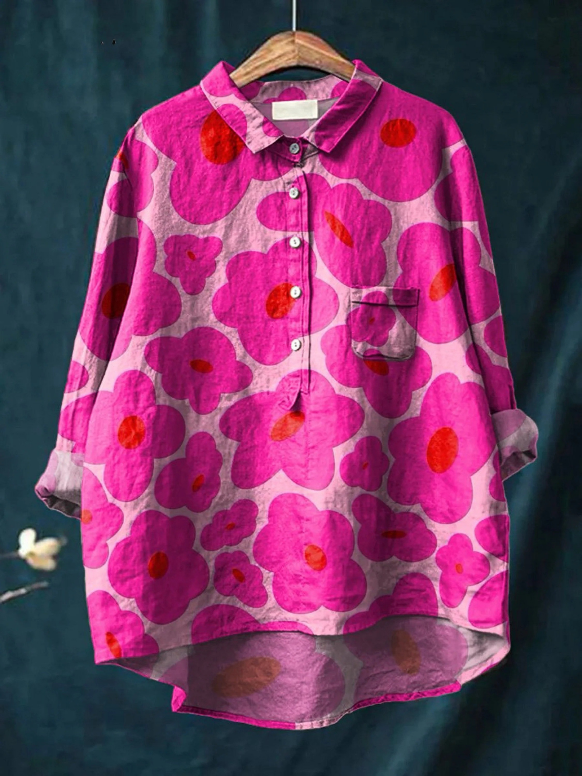 Nevaeh | Vibrant Pink Floral Print Casual Shirt
