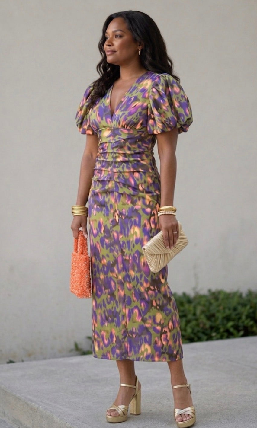 Ophelia | Puff Sleeve Midi Dress