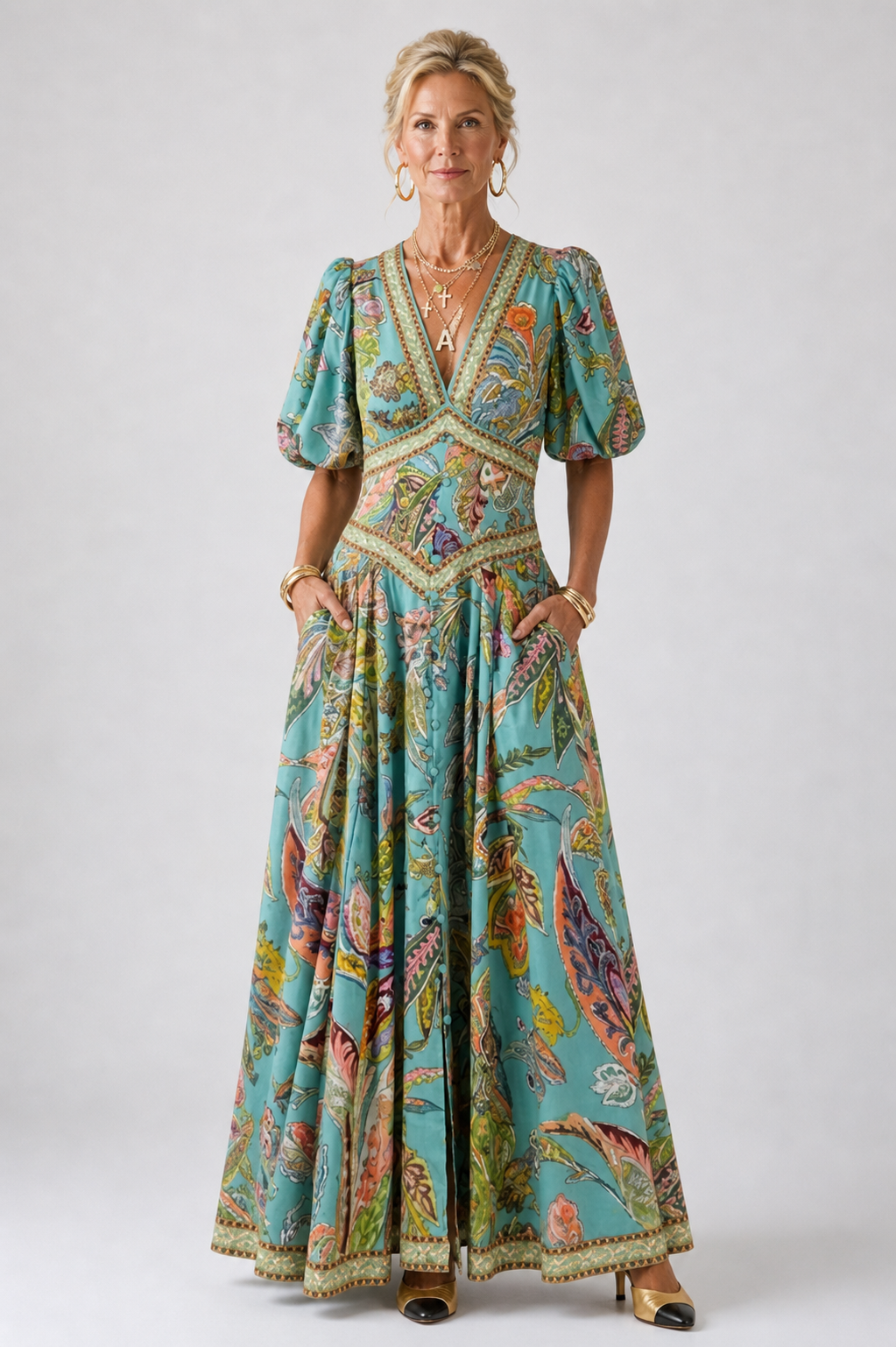 Camille | Airy Puff Sleeve Maxi Dress