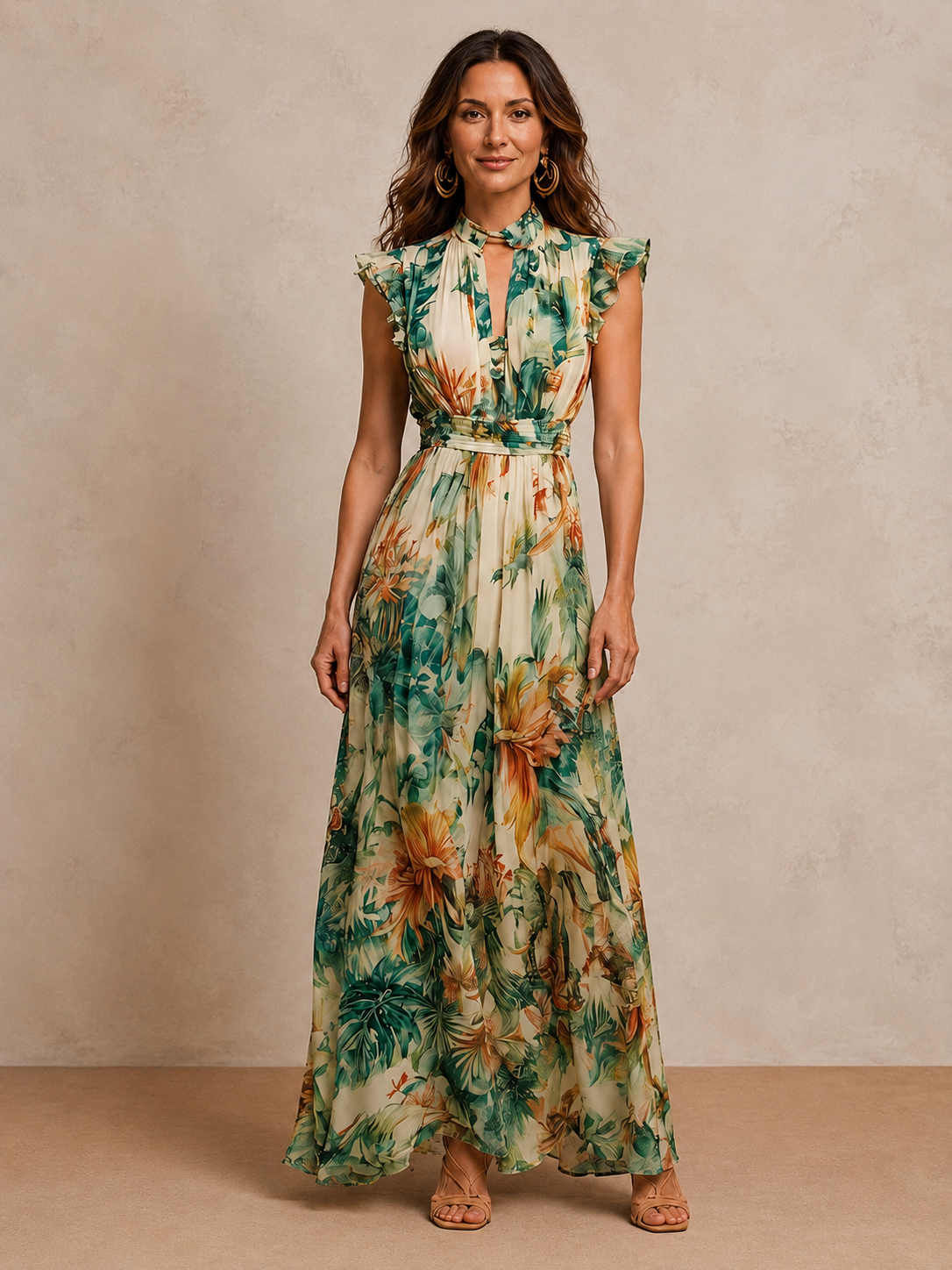 Grace | Painted Tropical Chiffon Dress
