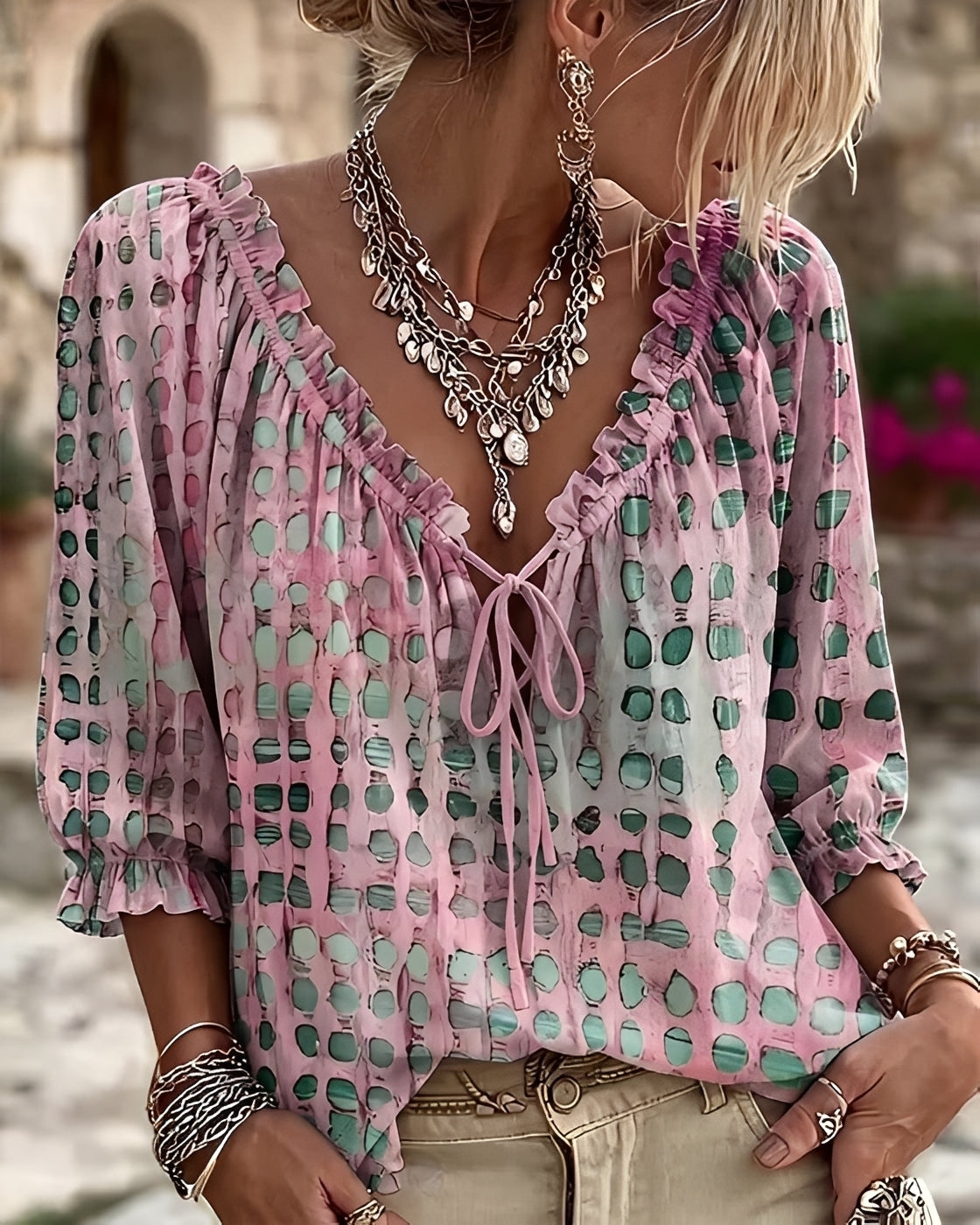 Candice | Fashionable Polka-Dot Blouse