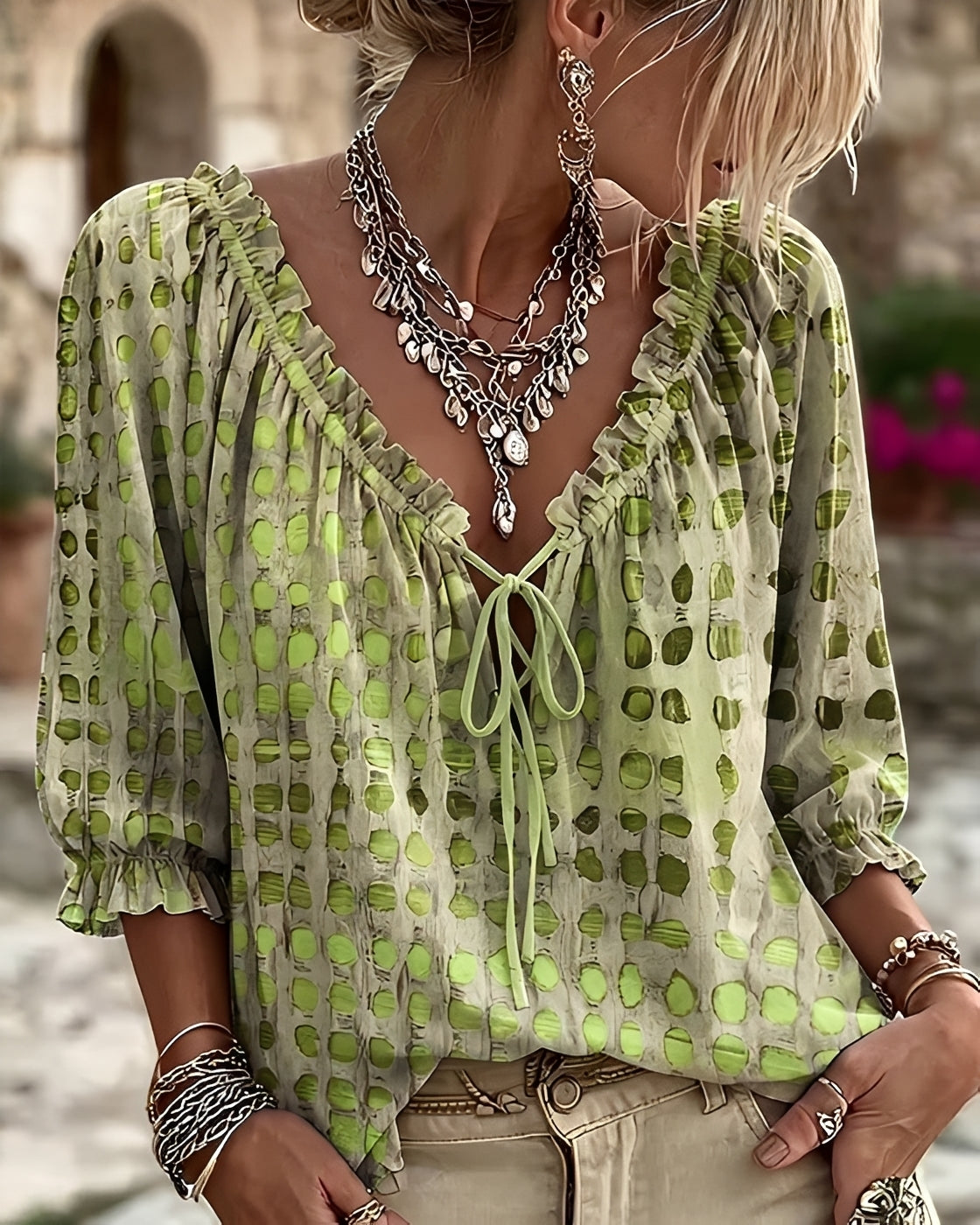 Candice | Fashionable Polka-Dot Blouse