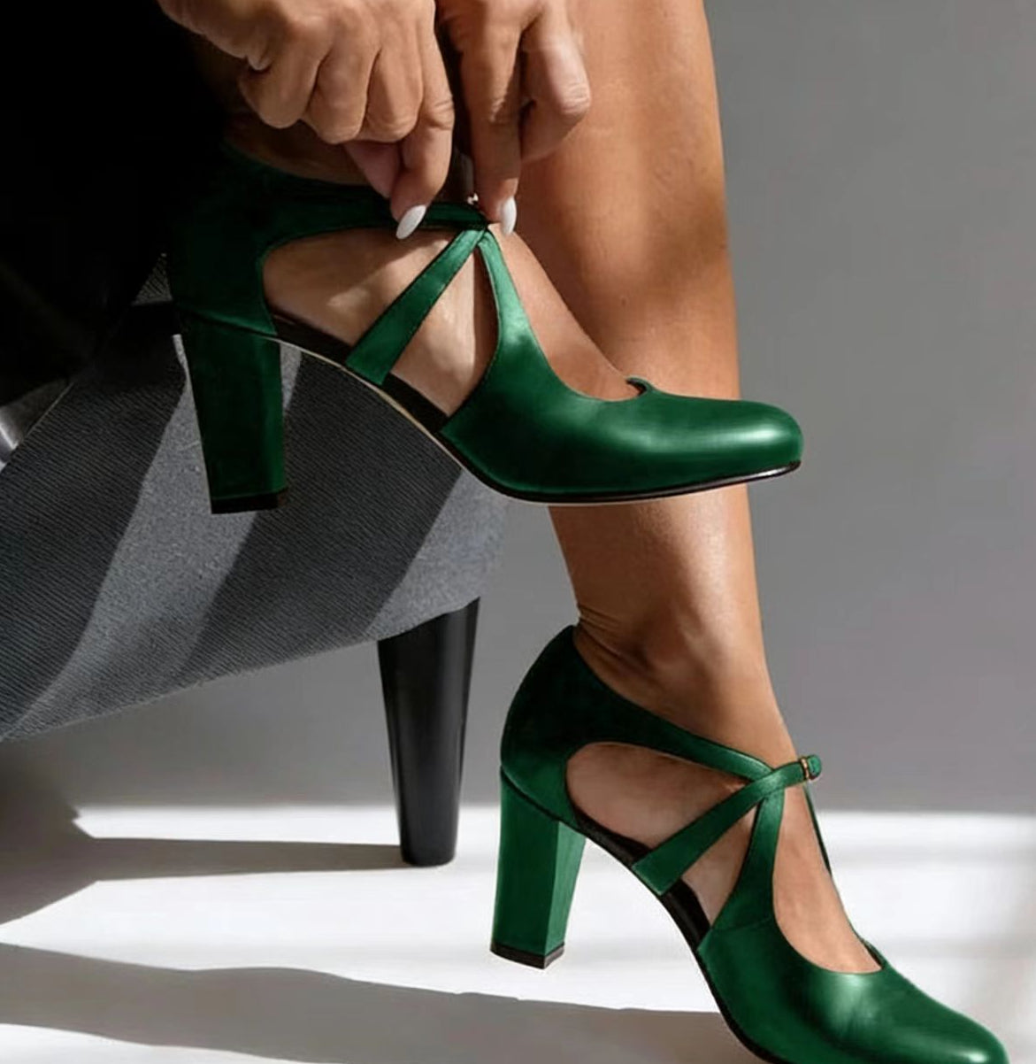 Camille | Elegant Leather Comfort Heels