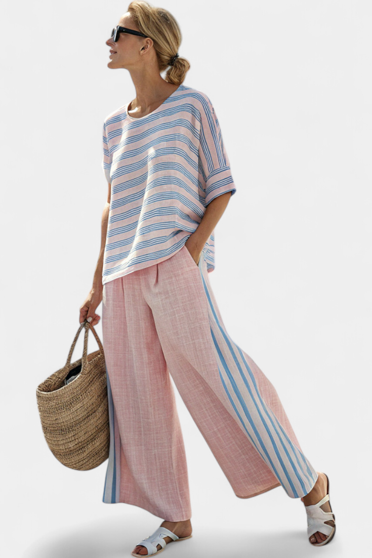 Lily | Pastel Striped Trouser Set