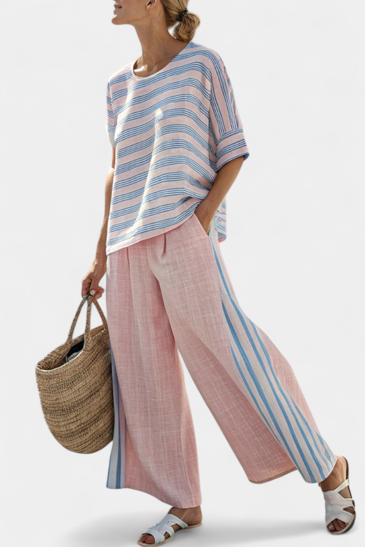 Lily | Pastel Striped Trouser Set