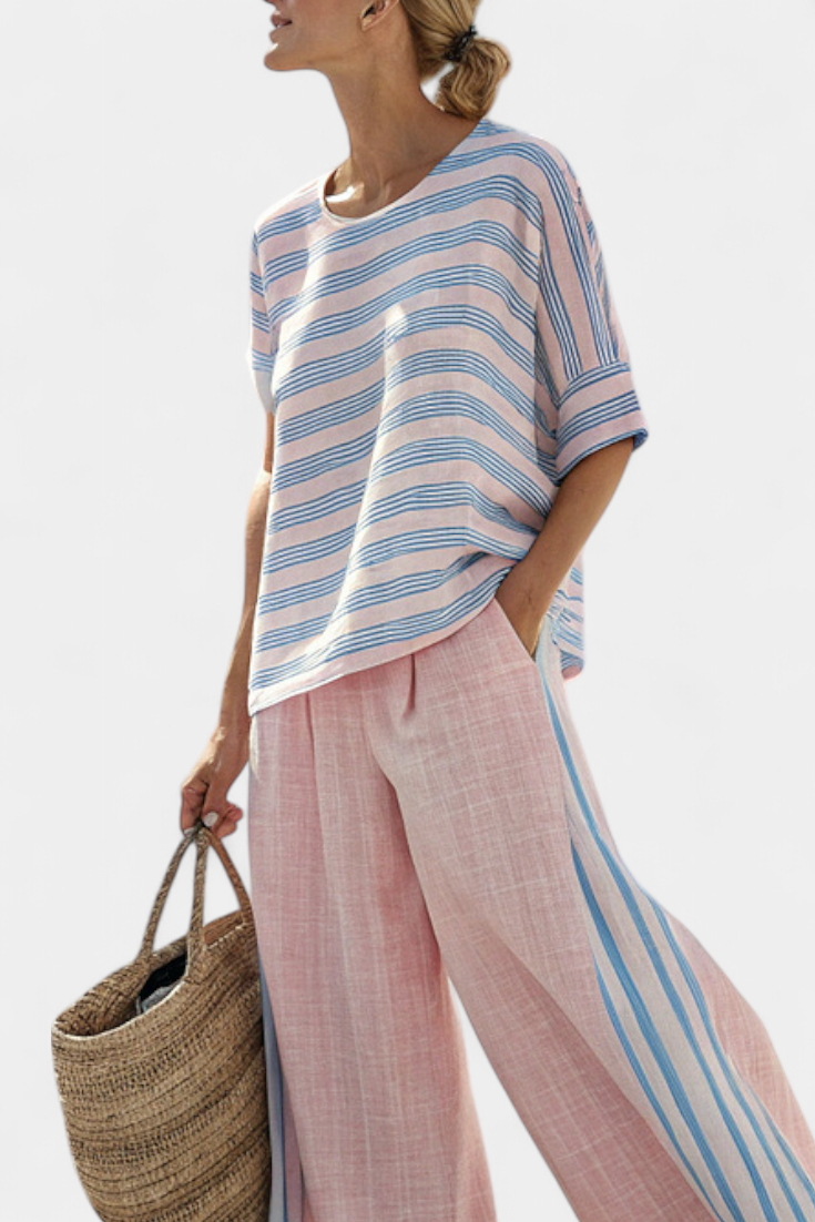 Lily | Pastel Striped Trouser Set