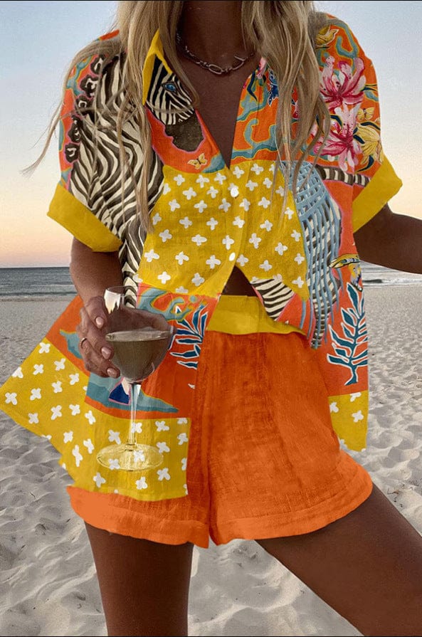 Victoria | Cotton-Linen Tee and Shorts Set