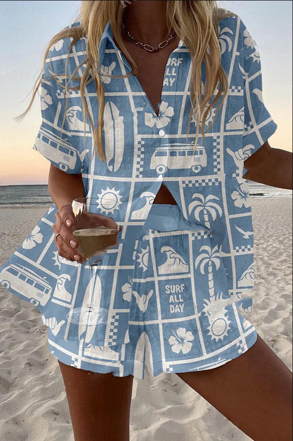 Olivia | Cotton-Linen Shirt and Shorts Set