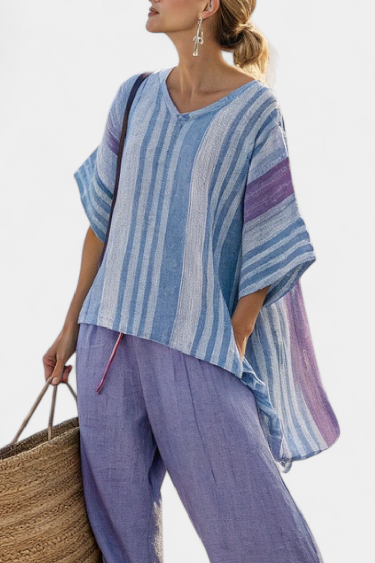 Zoey | Lavender Striped Linen Set