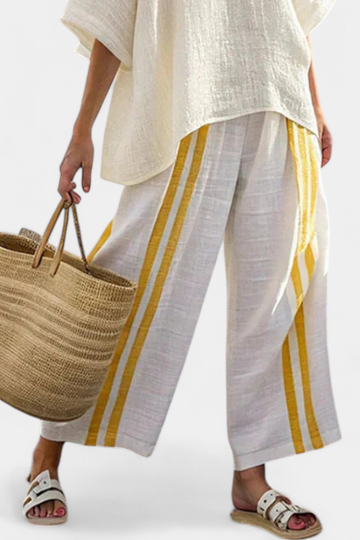 Elizabeth | Yellow Striped Linen Set