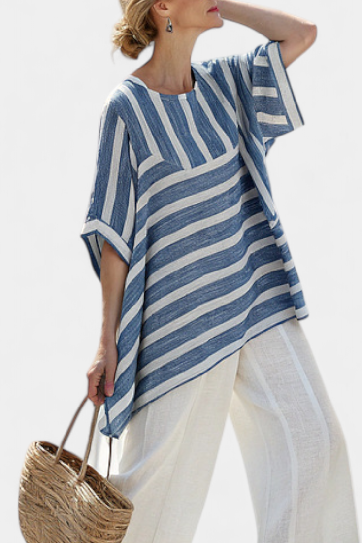 Evelyn | Blue Striped Trouser Set